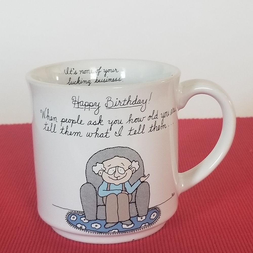 VTG novelty over the hill coffee mug